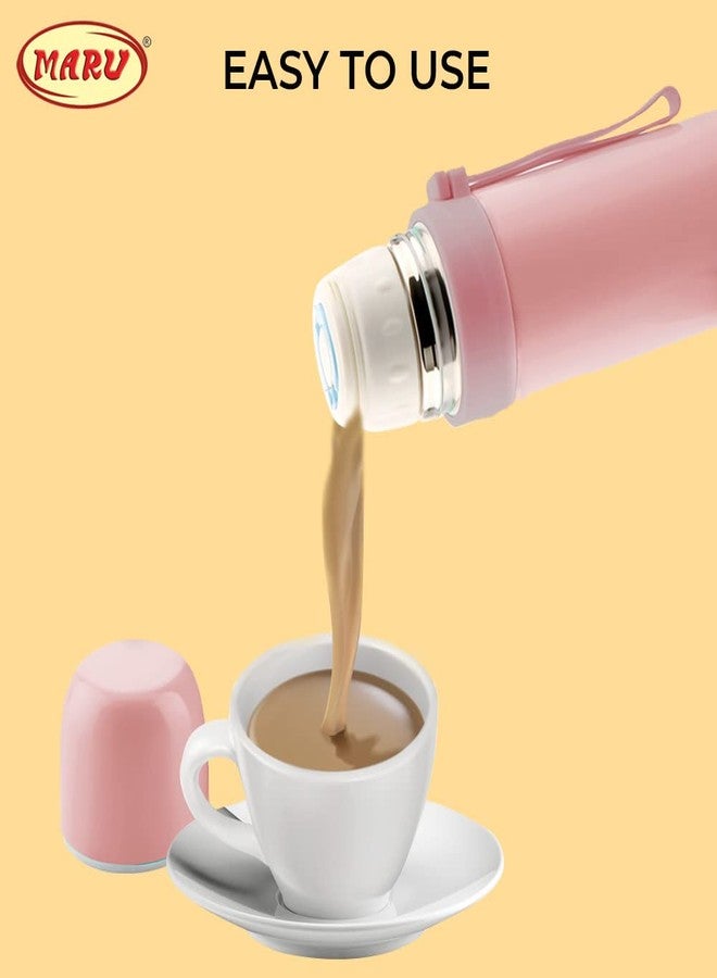 مارو ترمس مارو المعزول المصنوع من الفولاذ المقاوم للصدأ | ترمس معزول بجدار مزدوج لحفظ المشروبات الساخنة والباردة | زجاجة ماء ساخن للمكتب (350 مل، وردي فاتح) - Image 4